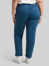 TOM TAILOR Damen Plus Size - Cropped Slim Hose, blau, Uni – Bild 5