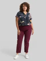 TOM TAILOR Damen Plus Size - Cropped Slim Hose, rot, Uni – Bild 4