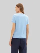TOM TAILOR Damen T-Shirt mit Logo-Stickerei, blau, Logo Print – Bild 5