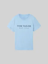 TOM TAILOR Damen T-Shirt mit Logo-Stickerei, blau, Logo Print – Bild 3