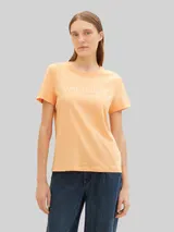 TOM TAILOR Damen T-Shirt mit Logo-Stickerei, orange – Bild 4