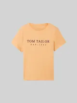 TOM TAILOR Damen T-Shirt mit Logo-Stickerei, orange – Bild 3