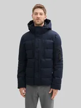 TOM TAILOR Herren Pufferjacke mit abnehmbarer Kapuze, blau, Uni – Bild 4