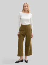 TOM TAILOR DENIM Damen High Waist Culotte Hose, grün, Uni – Bild 4