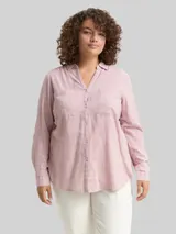 TOM TAILOR Damen Plus Size - Bluse mit Brusttaschen, rosa, Uni – Bild 4