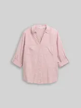 TOM TAILOR Damen Plus Size - Bluse mit Brusttaschen, rosa, Uni – Bild 3