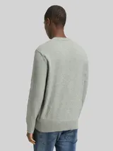 TOM TAILOR DENIM Herren Basic Strickpullover aus Baumwolle, grün, Meliert – Bild 5