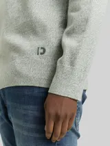 TOM TAILOR DENIM Herren Basic Strickpullover aus Baumwolle, grün, Meliert – Bild 6