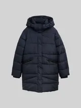 TOM TAILOR DENIM Damen Puffermantel mit abnehmbarer Kapuze, blau, Uni – Bild 3