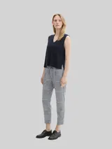 TOM TAILOR Damen Loose Fit Hose im Karomuster, blau, Kariert – Bild 4