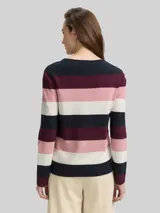 TOM TAILOR Damen Strickpullover mit Rundhalsausschnitt, lila, Gestreift – Bild 5