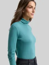 TOM TAILOR Damen Langarmshirt mit Rollkragen, blau, Uni – Bild 6