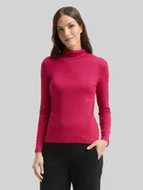 TOM TAILOR Damen Langarmshirt mit Rollkragen, rot, Uni – Bild 4