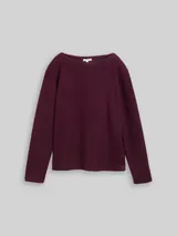 TOM TAILOR Damen Soft-Touch Sweatshirt mit Knopf-Details, rot, Meliert – Bild 3