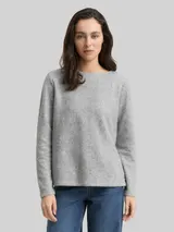 TOM TAILOR Damen Soft-Touch Sweatshirt mit Knopf-Details, grau, Meliert – Bild 4