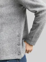 TOM TAILOR Damen Soft-Touch Sweatshirt mit Knopf-Details, grau, Meliert – Bild 6