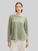 TOM TAILOR Damen Soft-Touch Sweatshirt mit Knopf-Details, grün, Meliert – Bild 4