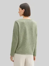 TOM TAILOR Damen Soft-Touch Sweatshirt mit Knopf-Details, grün, Meliert – Bild 5