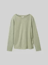 TOM TAILOR Damen Soft-Touch Sweatshirt mit Knopf-Details, grün, Meliert – Bild 3