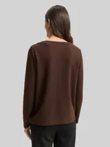TOM TAILOR Damen Soft-Touch Sweatshirt mit Knopf-Details, braun, Meliert – Bild 5