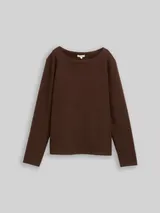 TOM TAILOR Damen Soft-Touch Sweatshirt mit Knopf-Details, braun, Meliert – Bild 3