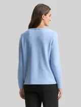 TOM TAILOR Damen Soft-Touch Sweatshirt mit Knopf-Details, blau, Meliert – Bild 5