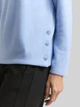 TOM TAILOR Damen Soft-Touch Sweatshirt mit Knopf-Details, blau, Meliert – Bild 6