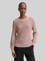 TOM TAILOR DENIM Damen Strickpullover mit leichten Ballonärmeln, rosa, Meliert – Bild 4