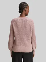 TOM TAILOR DENIM Damen Strickpullover mit leichten Ballonärmeln, rosa, Meliert – Bild 5