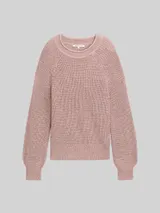 TOM TAILOR DENIM Damen Strickpullover mit leichten Ballonärmeln, rosa, Meliert – Bild 3