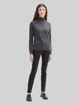 TOM TAILOR Damen TTALEXA COATED SKINNY Jeans, schwarz, Uni – Bild 4