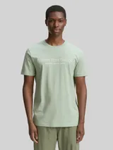 TOM TAILOR DENIM Herren Basic T-Shirt mit Logo-Print, grün, Uni – Bild 4