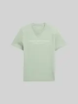 TOM TAILOR DENIM Herren Basic T-Shirt mit Logo-Print, grün, Uni – Bild 3