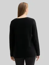 TOM TAILOR Damen Plus Size - Strickpullover aus Bio-Baumwolle, schwarz, Uni – Bild 5