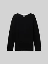 TOM TAILOR Damen Plus Size - Strickpullover aus Bio-Baumwolle, schwarz, Uni – Bild 3