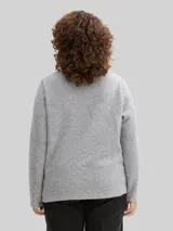 TOM TAILOR Damen Plus Size - Soft-Touch Sweatshirt mit Knopfdetails, grau, Meliert – Bild 5