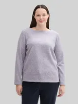TOM TAILOR Damen Plus Size - Soft-Touch Sweatshirt mit Knopfdetails, lila, Meliert – Bild 4