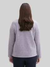 TOM TAILOR Damen Plus Size - Soft-Touch Sweatshirt mit Knopfdetails, lila, Meliert – Bild 5