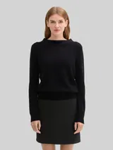 TOM TAILOR Damen Strickpullover aus Federgarn, schwarz, Uni – Bild 4