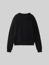 TOM TAILOR Damen Strickpullover aus Federgarn, schwarz, Uni – Bild 3