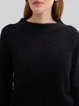 TOM TAILOR Damen Strickpullover aus Federgarn, schwarz, Uni – Bild 6