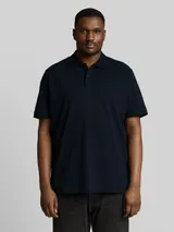 TOM TAILOR Herren Plus Size - Piqué Poloshirt mit Logo-Stickerei, blau, Uni – Bild 4