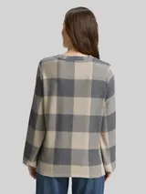 TOM TAILOR Damen Langarmshirt mit Muster, schwarz, Kariert – Bild 5