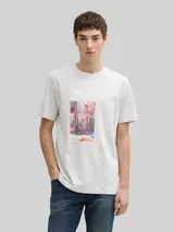 TOM TAILOR DENIM Herren T-Shirt mit Foto-Print, grau, Uni – Bild 4