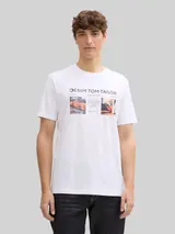TOM TAILOR DENIM Herren T-Shirt mit Foto-Print, weiß, Uni – Bild 4