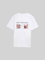 TOM TAILOR DENIM Herren T-Shirt mit Foto-Print, weiß, Uni – Bild 3