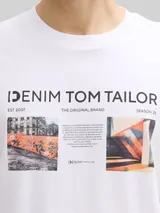 TOM TAILOR DENIM Herren T-Shirt mit Foto-Print, weiß, Uni – Bild 6