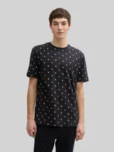 TOM TAILOR DENIM Herren Alloverprint T-Shirt aus Baumwolle, schwarz, Gemustert – Bild 4