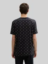 TOM TAILOR DENIM Herren Alloverprint T-Shirt aus Baumwolle, schwarz, Gemustert – Bild 5