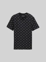 TOM TAILOR DENIM Herren Alloverprint T-Shirt aus Baumwolle, schwarz, Gemustert – Bild 3